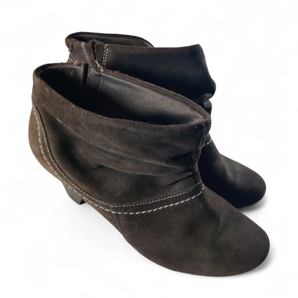 Pikolinos Chocolate Brown Suede Heeled Turin Boots Women's Size 39 / 8 -‎ 8.5